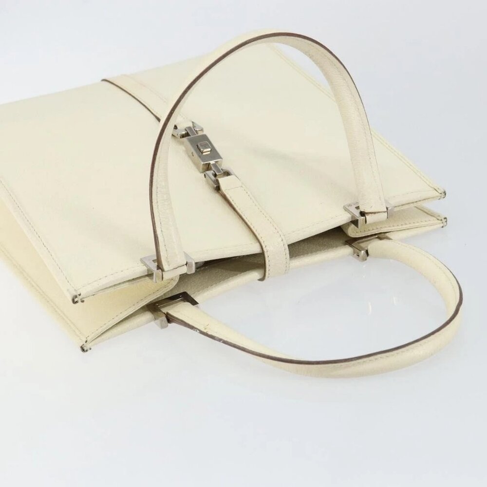 GUCCI Jackie Hand Bag Leather White Silver - Picture 6 of 16